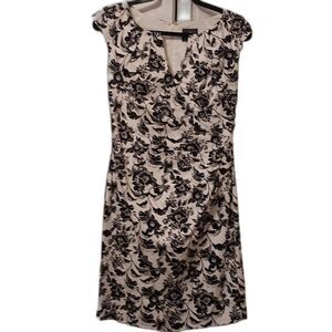 Adrianna Papell Black and Cream Floral Mini Dress